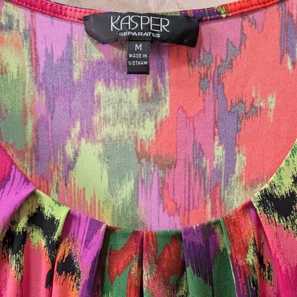 Kasper Abstract Pink and Purple Sleeveless Blouse - Picture 6 of 7